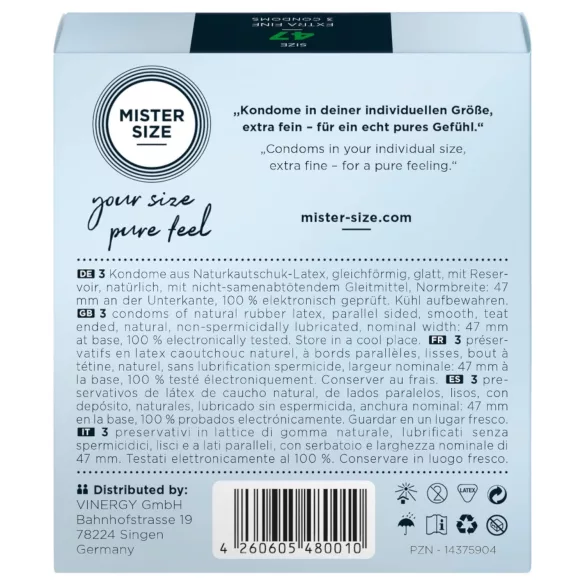 Mister Size Thin Condom - 47mm (Pack of 3)