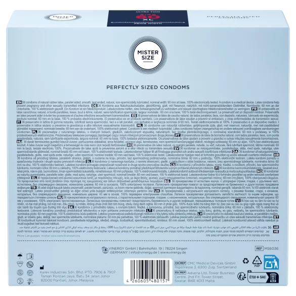 Mister Size Thin Condoms - 60mm (36 Pack)