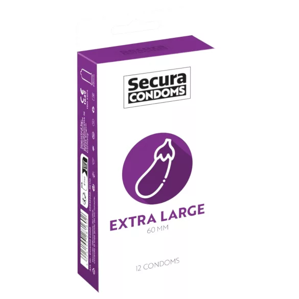 Secura Aubergine - extra large condoms - 60 mm (12 pcs)