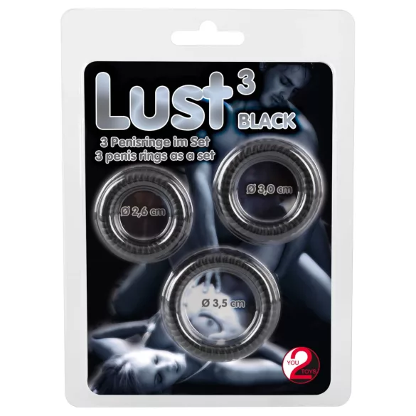 You2Toys - Lust Trio Penis Rings - Black