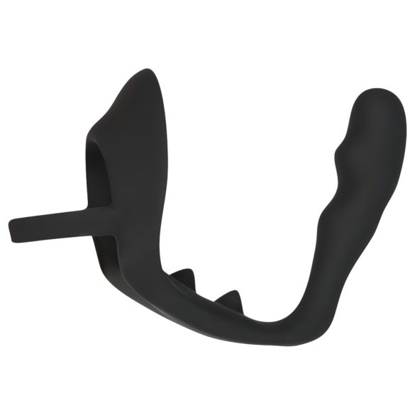 Black Velvet - Black Anal Dildo with Penis & Testicle Ring