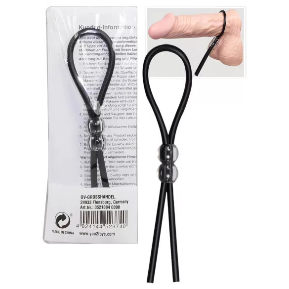 You2Toys - Adjustable Beaded Penis Ring (Black)