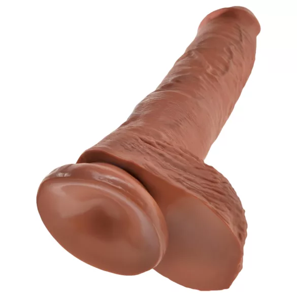 King Cock 10" Large Dildo with Balls (Brown)