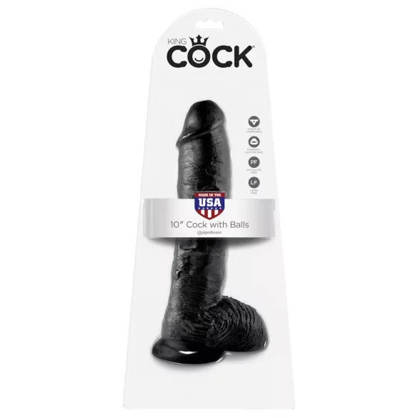 King Cock 10" Realistic Dildo (25 cm) - Black