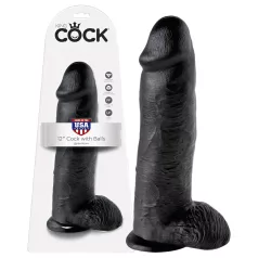 King Cock 12" Large Black Dildo with Balls (30 cm)
