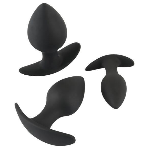 Black Velvet - silicone anal plug set (3-piece) - black