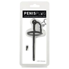 Silicone Urethral Plug with Glans Ring (0.6mm) – Black