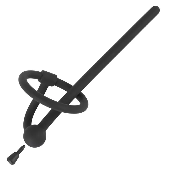 Silicone Urethral Plug with Glans Ring (0.6mm) – Black