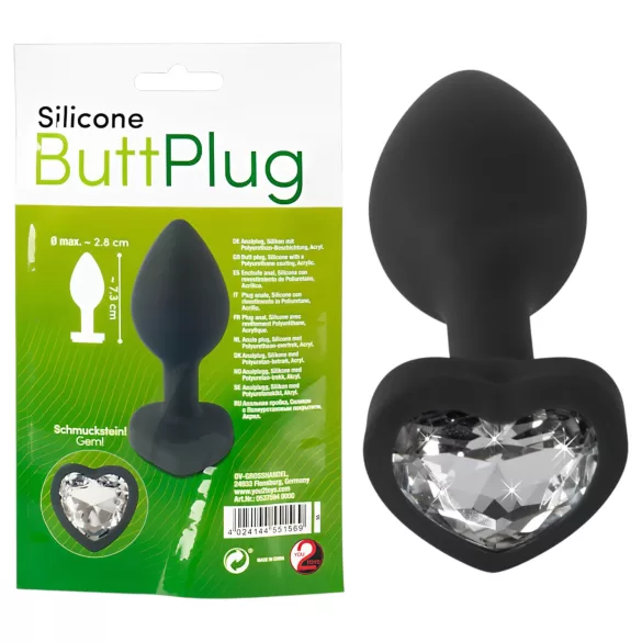 You2Toys Gemstone Anal Plug - Black with White Gem