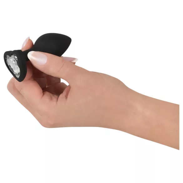 You2Toys Gemstone Anal Plug - Black with White Gem