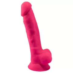 Silexd 7 - suction‑cup, testicle dildo - 17.5 cm (pink)
