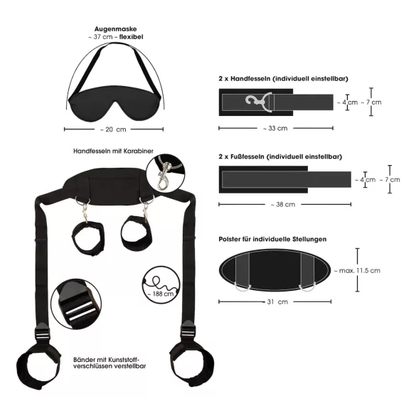 Bad Kitty - Neck-Wrist-Ankle Restraints (Black)