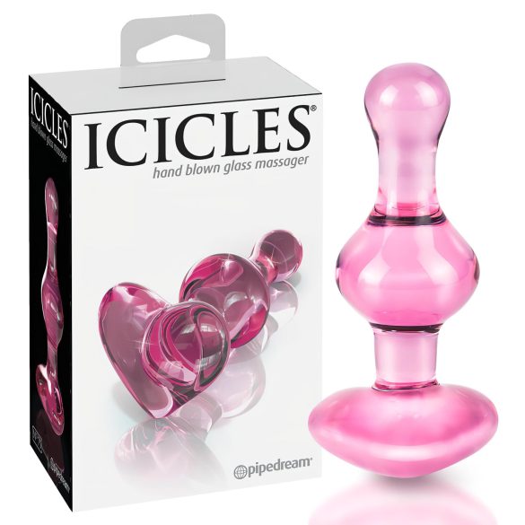 Icicles No. 75 - Heart-Shaped Glass Anal Plug (Pink)