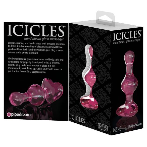 Icicles No. 75 - Heart-Shaped Glass Anal Plug (Pink)