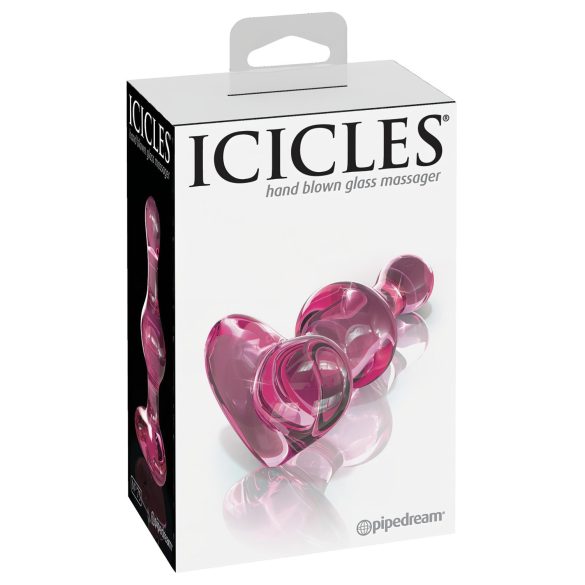 Icicles No. 75 - Heart-Shaped Glass Anal Plug (Pink)