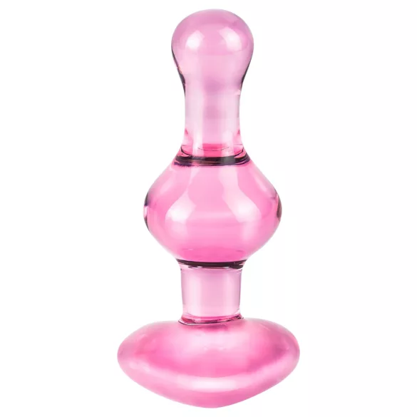Icicles No. 75 - Heart-Shaped Glass Anal Plug (Pink)