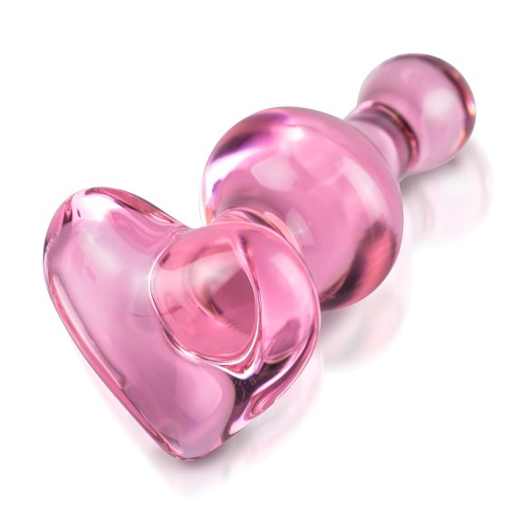 Icicles No. 75 - Heart-Shaped Glass Anal Plug (Pink)