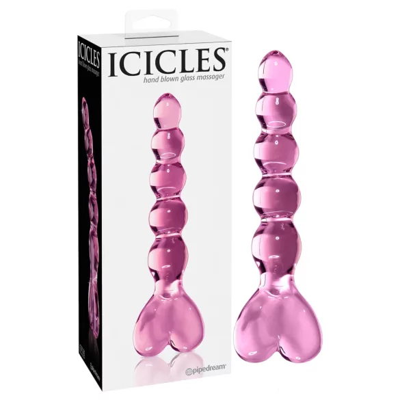 Icicles No. 43 - Beaded Heart Glass Dildo (Pink)