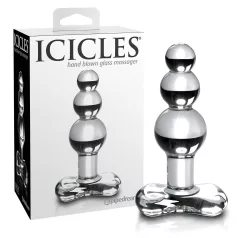 Icicles No. 47 - Triple Pearl Glass Anal Plug (Clear)
