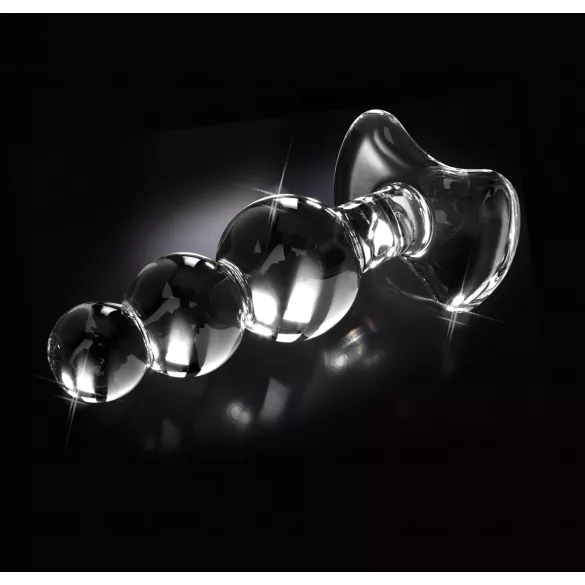 Icicles No. 47 - Triple Pearl Glass Anal Plug (Clear)