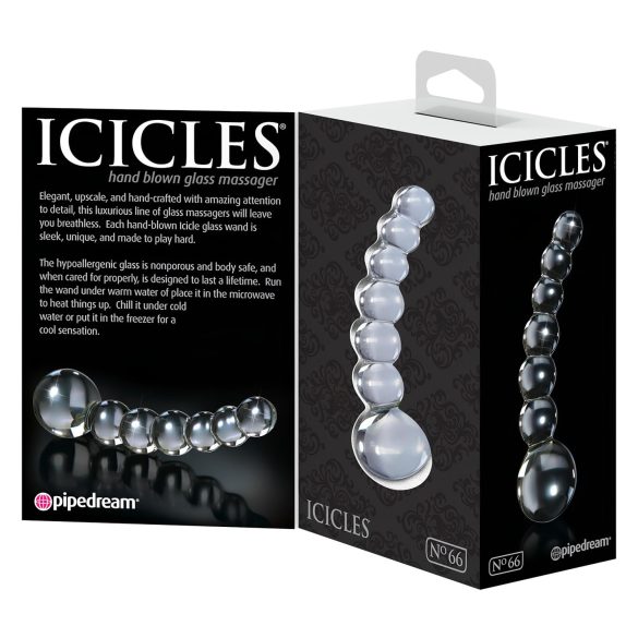 Icicles No. 66 - Curved, Bulbous Glass Dildo (Clear)