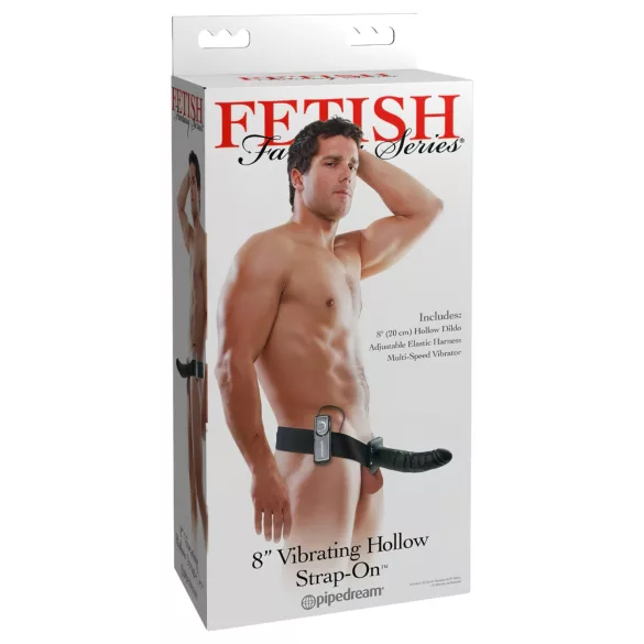 Pipedream Fetish Strap-On 8 - strap-on, hollow vibrator (black)