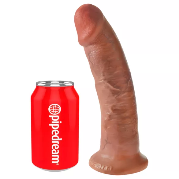 King Cock 9 - Lifelike Suction Cup Dildo (23cm) - Dark Natural