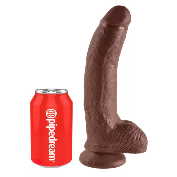 King Cock 9" Brown Dildo with Suction Cup & Balls (23cm)