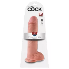   King Cock 11" - Suction Cup, Realistic Dildo with Balls (28cm) - Natural