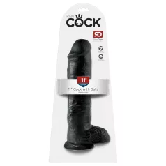   King Cock 11 - Large Suction Cup Dildo with Balls (28cm) - Black