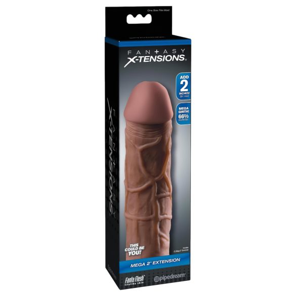 X-TENSION Mega 2 - Realistic Penis Sleeve (8") - Dark Natural