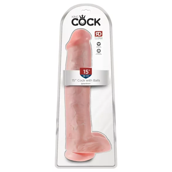 King Cock 15 - suction cup dildo with balls (38 cm, flesh-coloured)