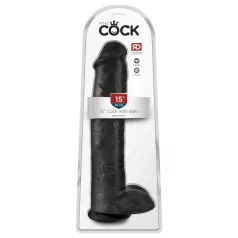   King Cock 15 - Suction Cup, Realistic Dildo (15") - Black