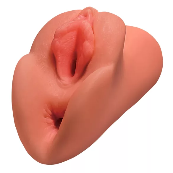 PDX Dual Stroker - 2-in-1 Realistic Masturbator (Dark Natural)
