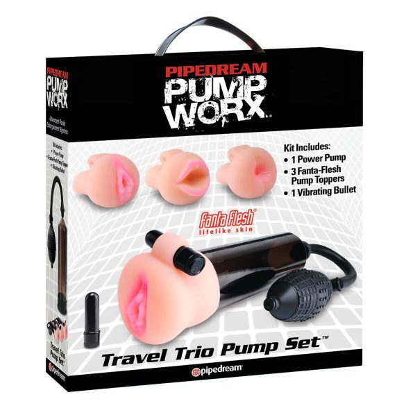 Pipedream Travel Trio - Vibrating Penis Pump Set (Black)