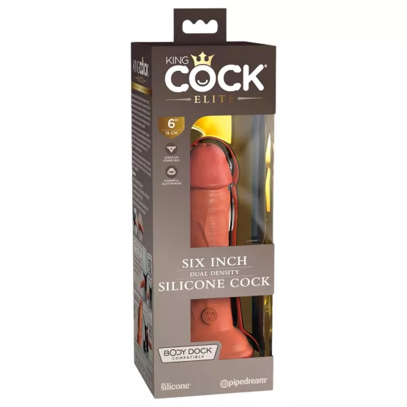 King Cock Elite 6 - Suction Cup Realistic Dildo (6") - Dark