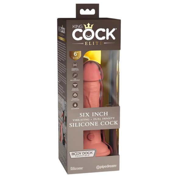 King Cock Elite 6 - Realistic Vibrator 6" (Dark Natural)