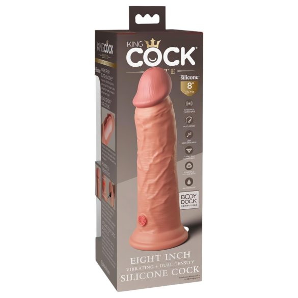 King Cock Elite 8 - Suction Cup Vibrator (20cm) - Natural