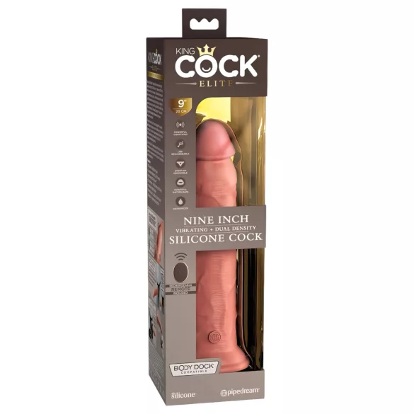 King Cock Elite 9 - Suction Cup Vibrator 9" - Natural