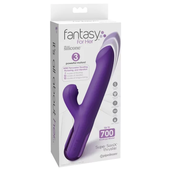 Fantasy For Her - 2-in-1 thrusting vibrator and clitoral stimulator (purple)