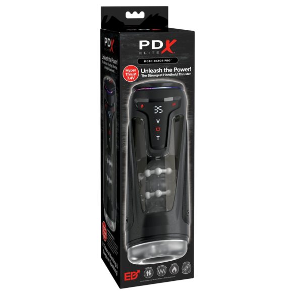 PDX Elite Moto-Bator Pro - Beaded, Heated Pulsating Masturbator (Black)