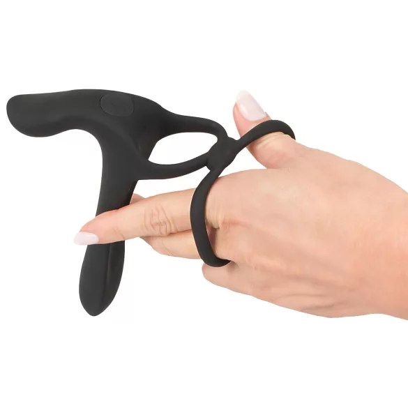 Black Velvets - Rechargeable 2‑in‑1 Vibrator and Cock Ring (Black)
