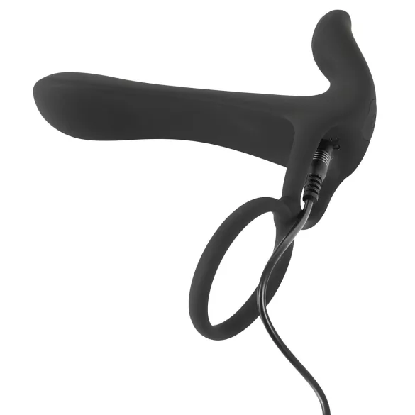 Black Velvets - Rechargeable 2‑in‑1 Vibrator and Cock Ring (Black)