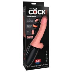   King Cock Plus 6.5" Realistic Vibrating Dildo with Balls - Natural