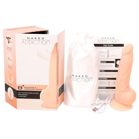 Naked Addiction Rotating 8 - Rotating Vibrator (20 cm) - Natural