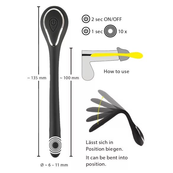 Rechargeable Vibrating Dilator (1cm) - Black