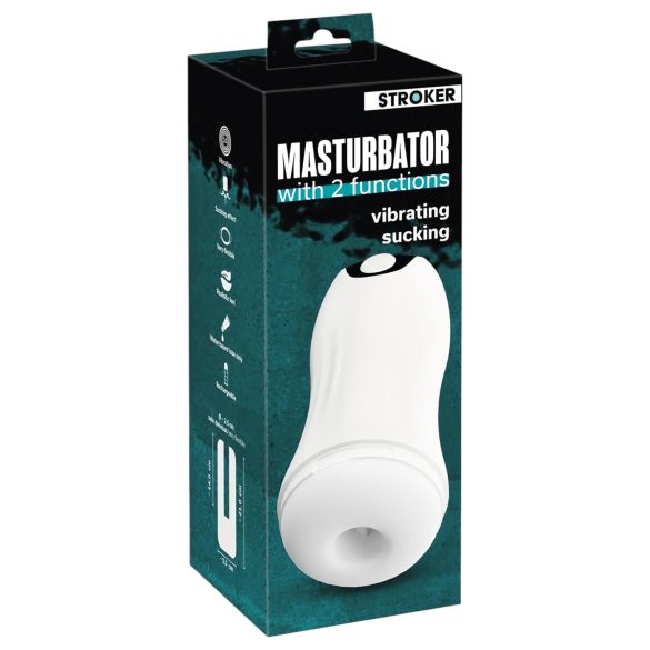 STROKER - Rechargeable, Suction-Vibrating Masturbator (White)