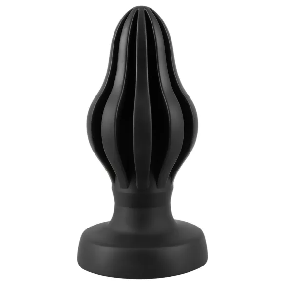 ANOS - ribbed soft butt plug - 7 cm (black)