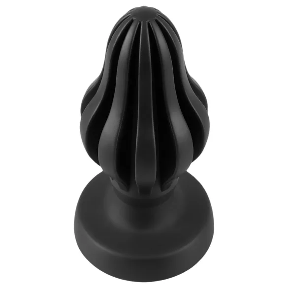 ANOS - ribbed soft butt plug - 7 cm (black)