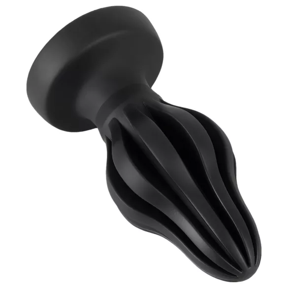 ANOS - ribbed soft butt plug - 7 cm (black)